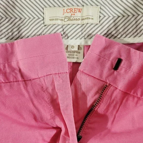 J. CREW Broken-In Chino Shorts Women's 0 (Actual 29" x 3") Pink Summer - Picture 4 of 4
